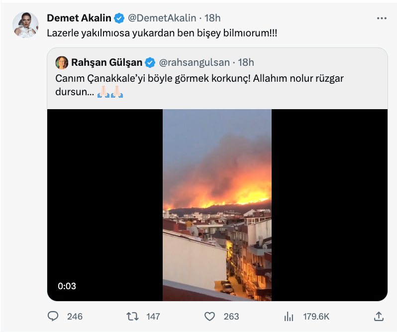 demet akalin in canakkale orman yangini yorumu gundem oldu